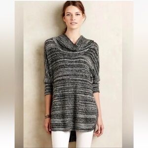 Field and Flower Anthropologie Space Dye Cowl Neck Tunic Sweater Sz M Gray Black
